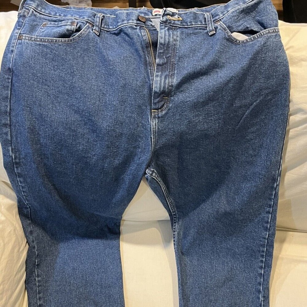 Wrangler Jeans Mens 42x32 Relaxed Fit Blue Faded 9TRLCDK 100% Cotton Denim Work